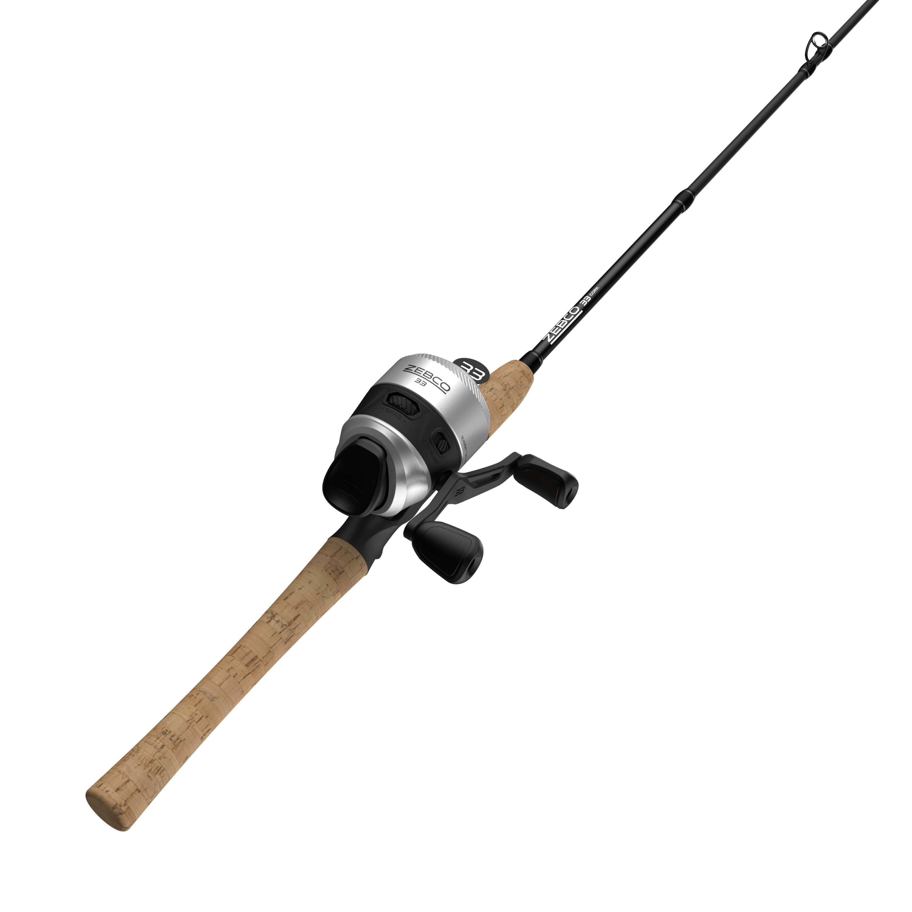 Zebco 33 Cork Spincast Reel and Fishing Rod Combo, Pre-Spooled 10-Pound  Line, Silver 