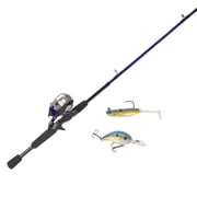 Zebco 33 Custom-Z Spincast Reel and Fishing Rod Combo, 6-Foot 6-Inch 2-Piece Telescopic Rod, Medium Power, Fast Action, Size 30 Reel, 4.11 Gear Ratio, 2-Piece Strike King Tackle Kit, Silver/Purple
