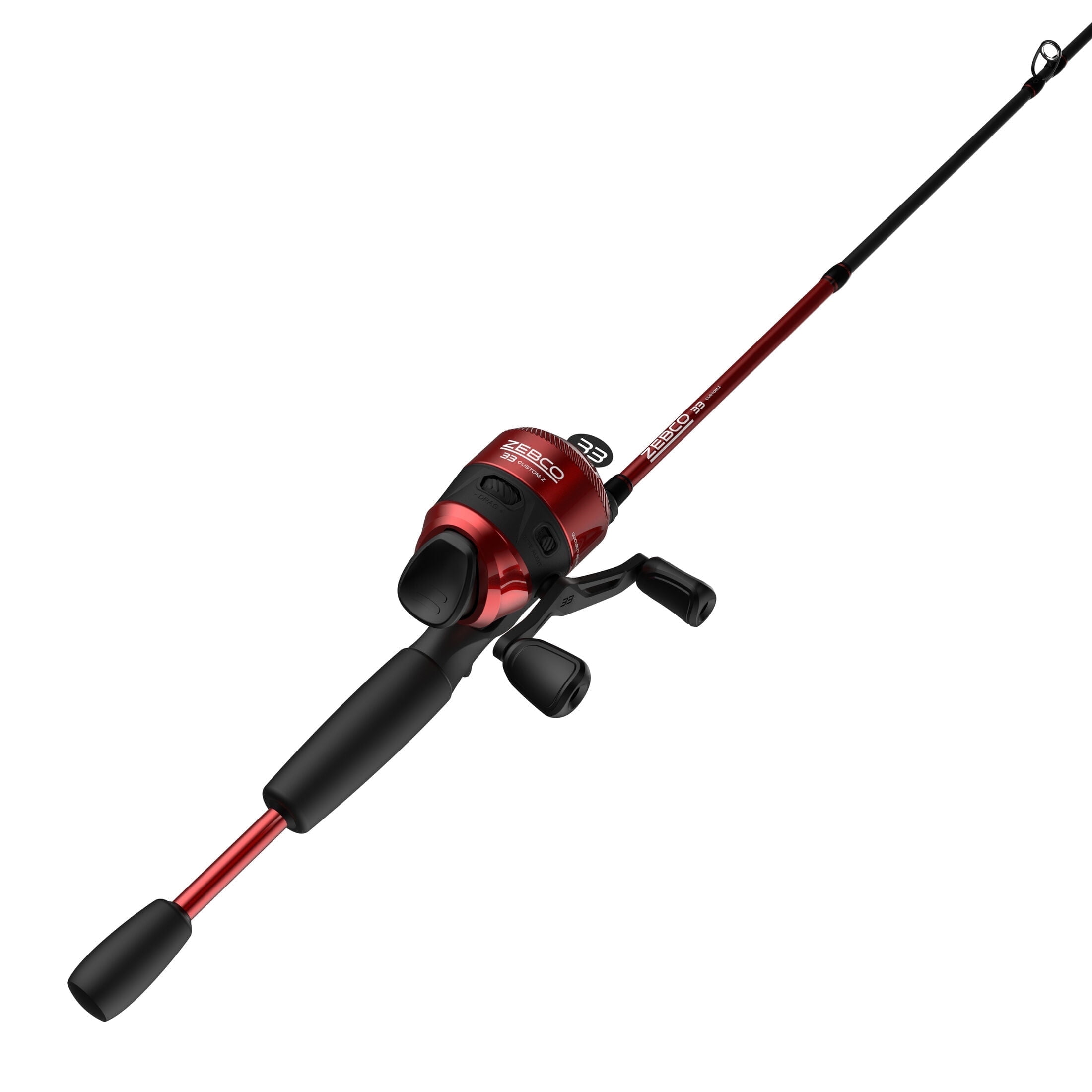 Zebco 33 CustomZ Spincast Fishing Rod & Reel Combo, 6ft, Red, Fast