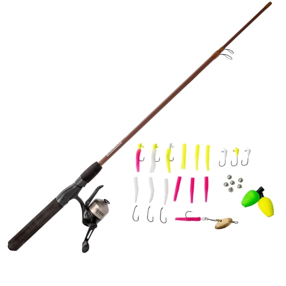 Zebco 33 Micro Trigger Spincast Reel and Fishing Rod Combo, 6-Foot 6-Inch 2-Piece Telescopic Rod, Ultra-Lt Power, Mod Action, Size 10 Reel, 4.3:1 Gear Ratio, 30-Piece Trout Magnet Tackle, Silver