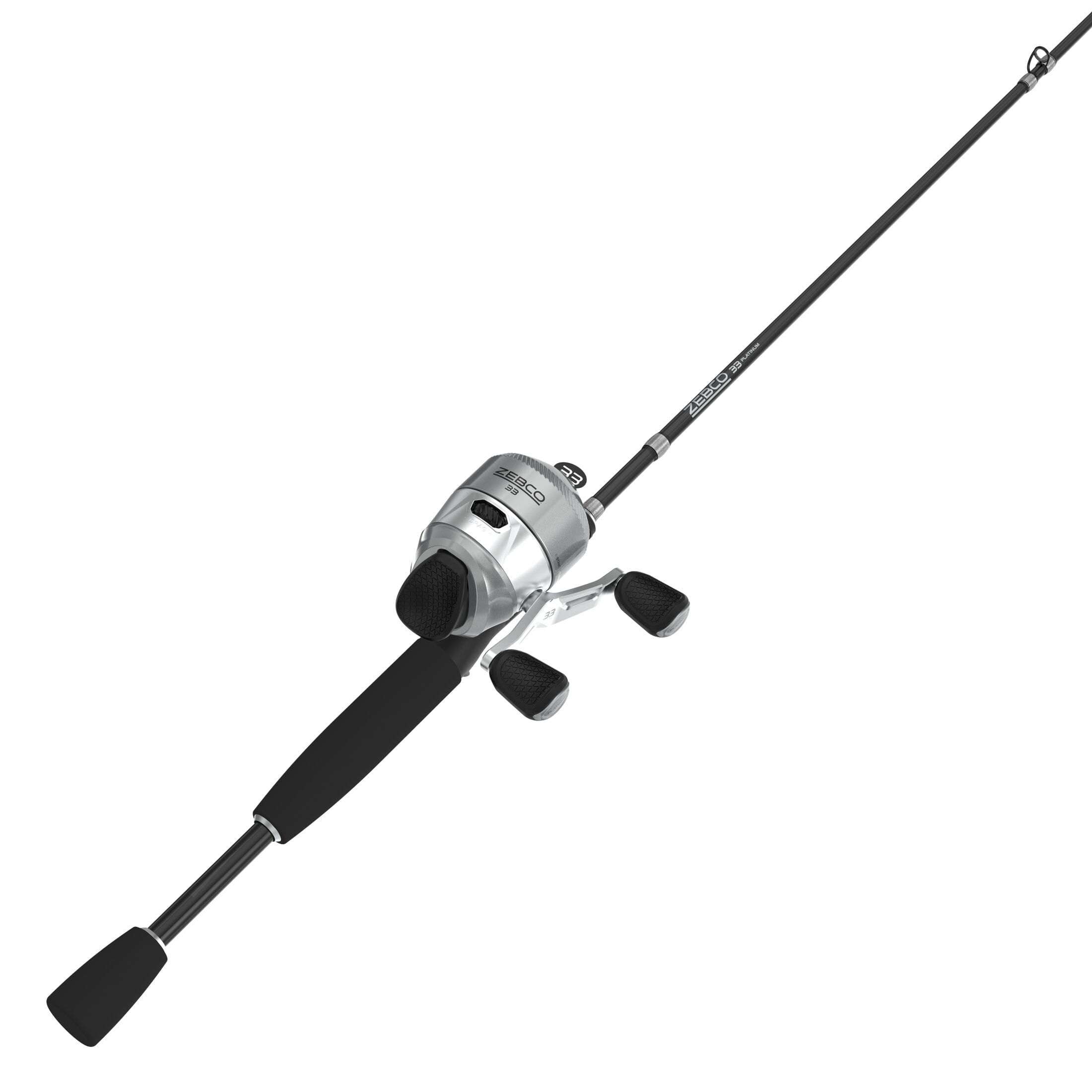Zebco 33 Platinum Spincast Reel and Fishing Rod Combo, 6-Foot 2-Piece Rod, Size 30 Reel, Silver