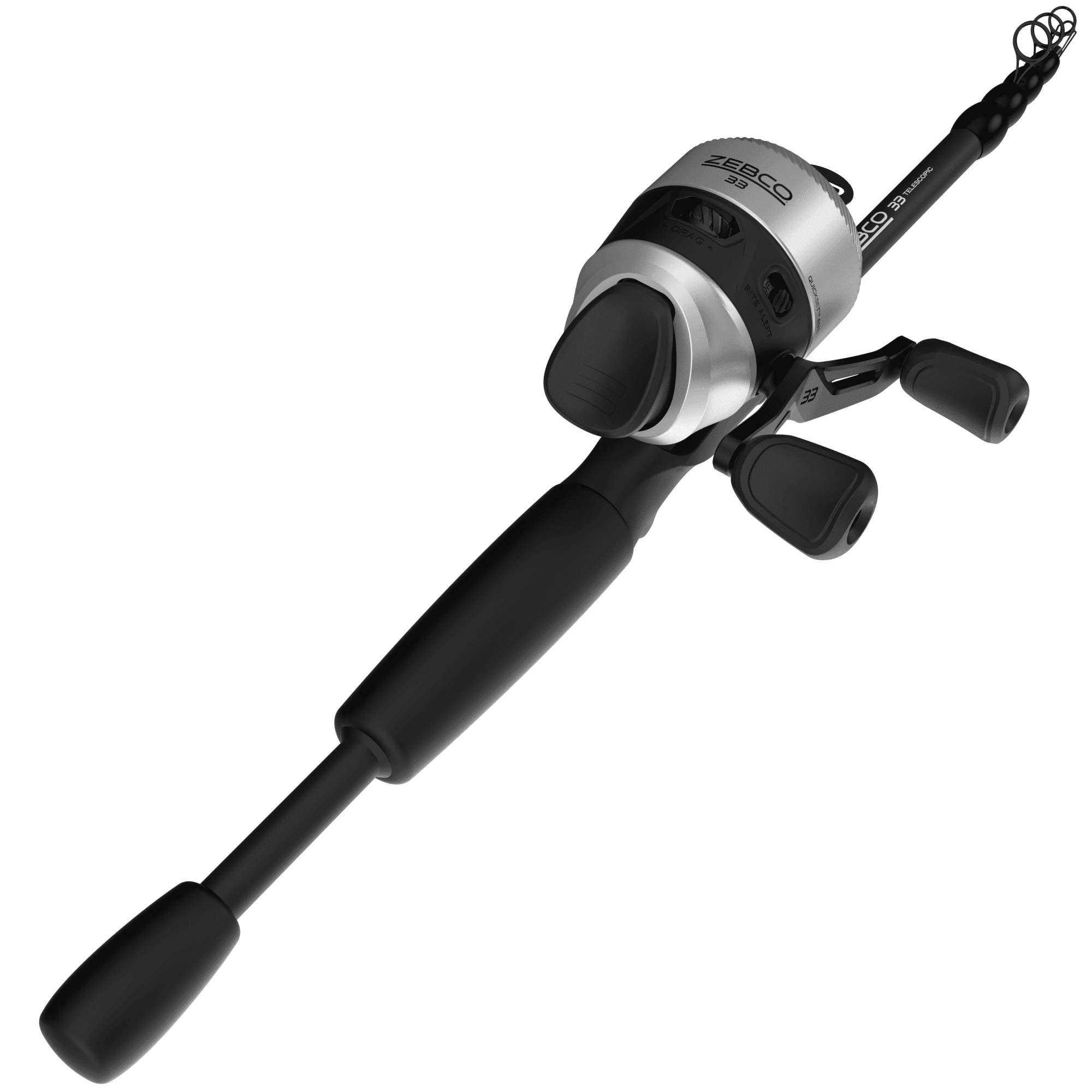 Zebco 33 Spincast Reel and Telescopic Fishing Rod Combo, Extendable  22.5-Inch to 6-Foot E-Glass Fishing Pole, Size 30 Reel, QuickSet  Anti-Reverse