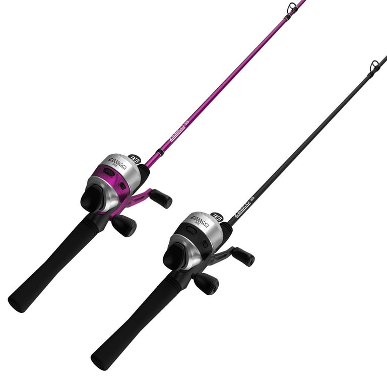 Zebco 33 Spincast Reel and Fishing Rod Combo, 6-Foot 2-Piece Rod;  Assortment: Available in Black or Purple