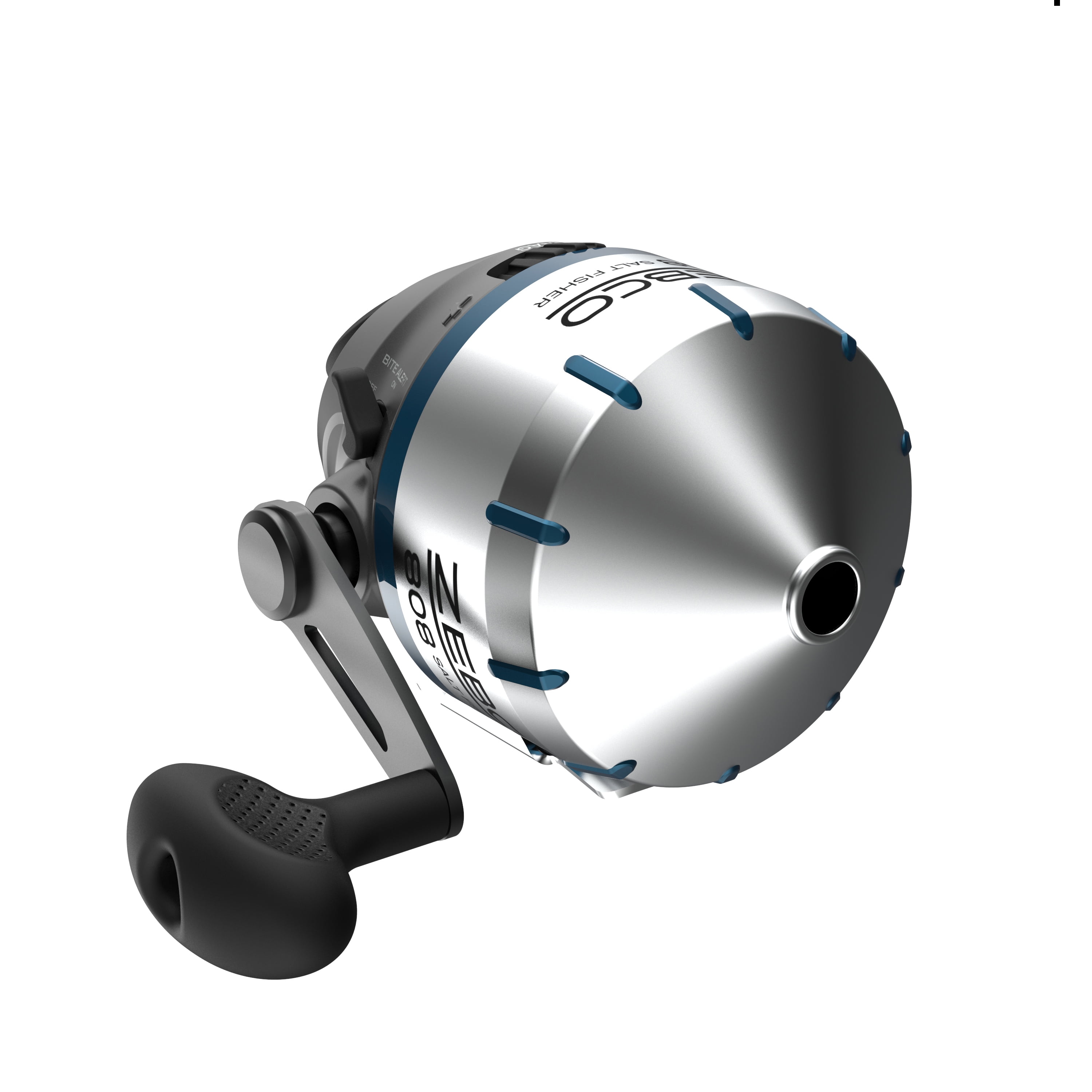 Zebco 808 Saltfisher Spincast Fishing Reel, Size 80 Reel, Changeable Right-  or Left-Hand Retrieve, Pre-Spooled with 20-Pound Zebco Fishing Line,  Stainless Steel Ball Bearing Drive, Silver 