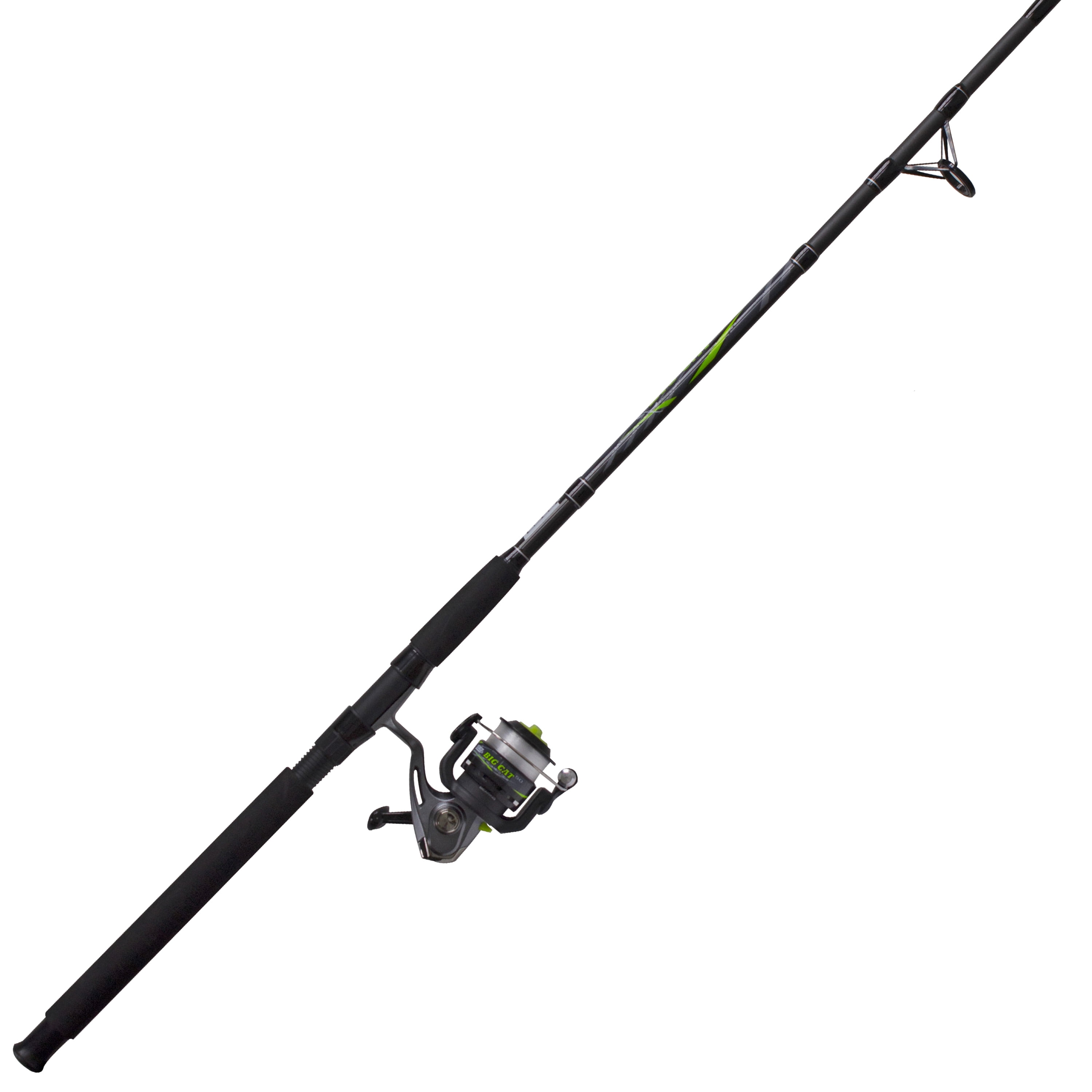 Zebco Big Cat Spinnging Reel and Fishing Rod Combo, Size 60 Reel, 9-Foot  2-Piece Mediuam-Heavy Pole, Pre-Spooled with 20-Pound Fishing Line,  Silver/Black 