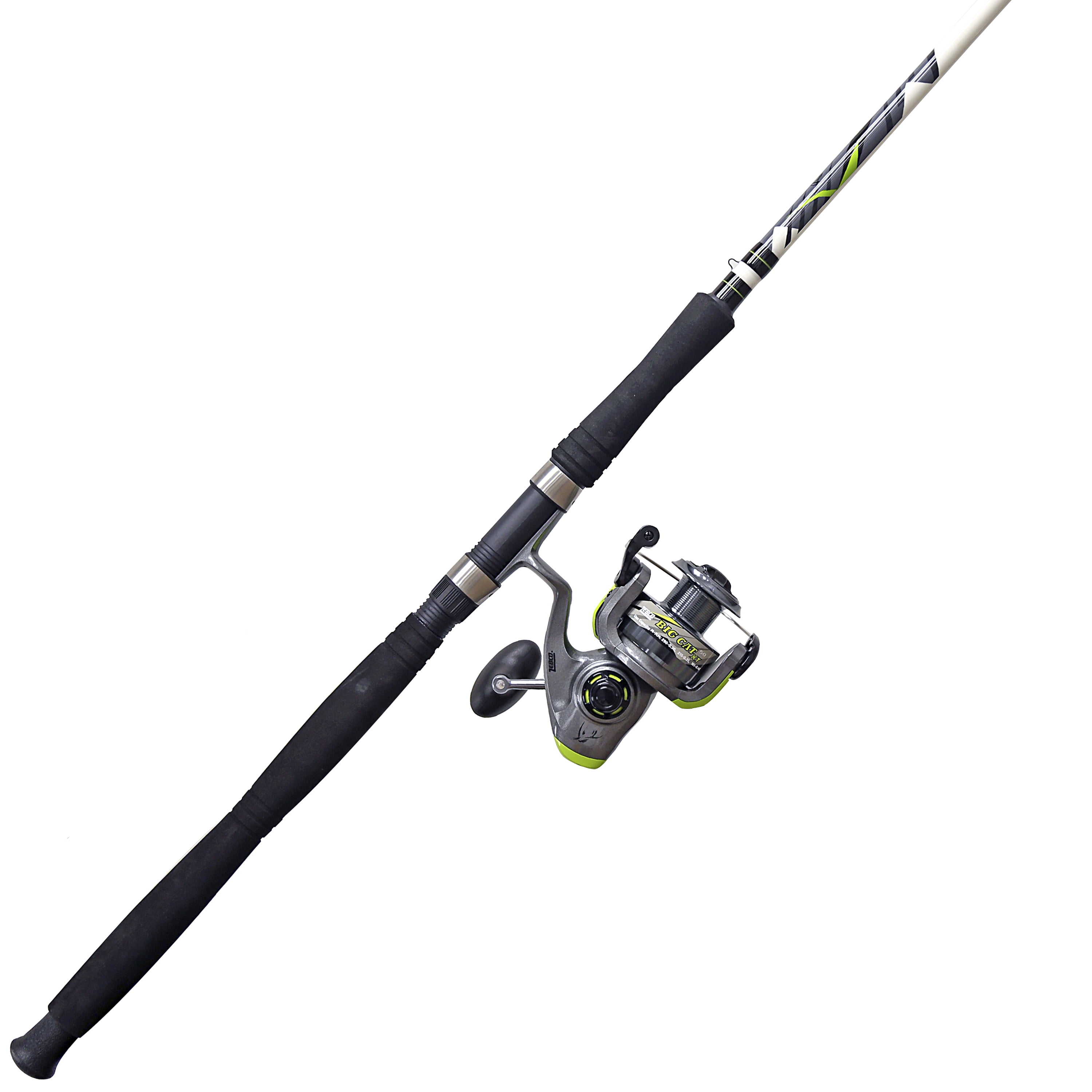 Zebco Big Cat XT Spinning Reel and 2-Piece Fishing Rod Combo, Extended EVA  Foam Handle, Instant Anti-Reverse Fishing Reel, Size 50