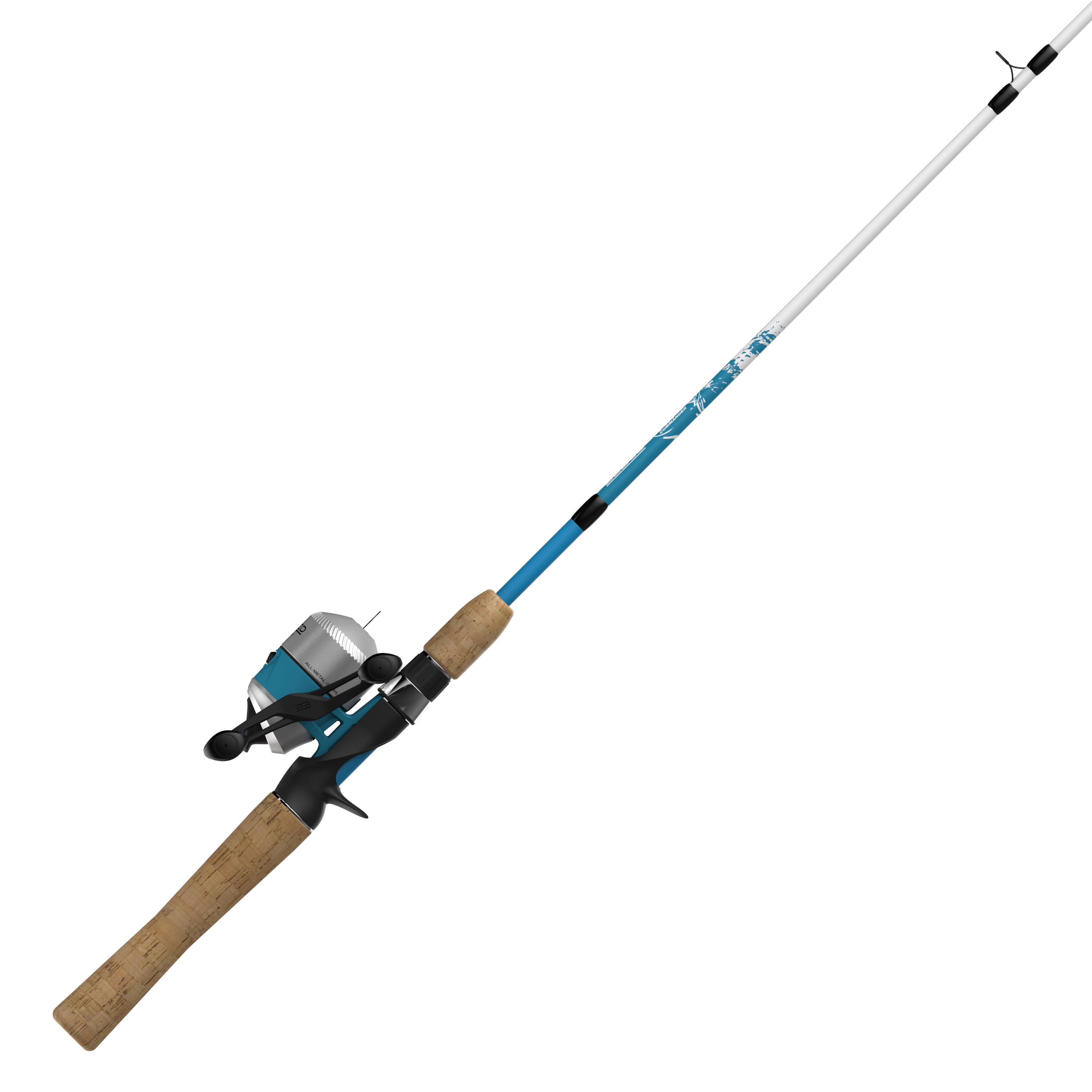 Zebco Fin Commander Spincast Reel and Fishing Rod Combo, 5-Foot 2-Piece Fishing  Pole, Size 10 Reel, Changeable Right- or Left-Hand Retrieve, Pre-Spooled  with 4-Pound Cajun Line, Blue 