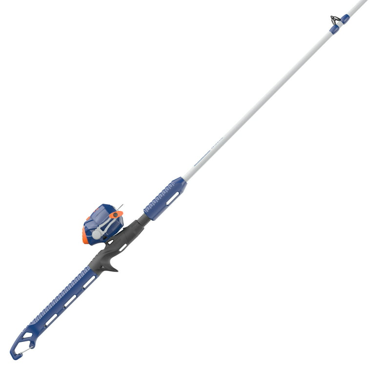 Zebco Kids Wilder Spincast Reel and Fishing Rod Combo, 4 Ft. 3 In. 2-Piece Fishing  Pole, Size 20 Reel, Changeable Right- or Left-Hand Retrieve, Pre-Spooled  with 6-Pound Zebco Cajun Line, Blue Orange 