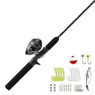 Zebco Ready Tackle Spincast Reel and Fishing Rod Combo, 5-Foot 6-Inch Fishing Pole, Size 30 Reel, Right-Hand Retrieve, 31-Piece Tackle Kit, Black