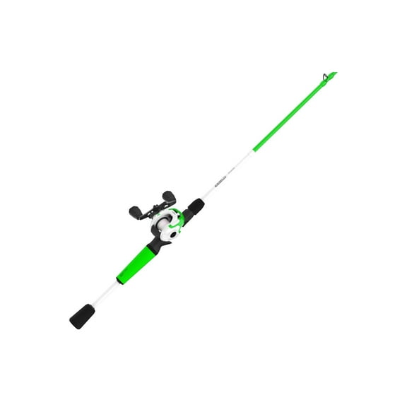 Zebco Roam Baitcast Reel and Fishing Rod Combo, 6-Foot 6-Inch 2-piece Rod, Size 100 Reel, Left-Hand Retrieve, Green