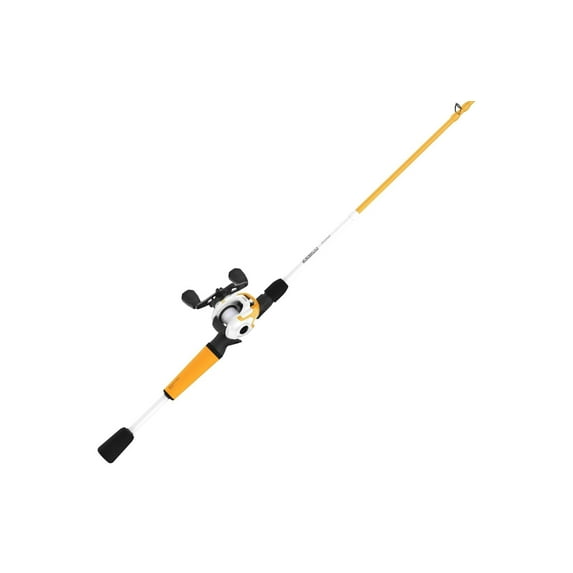 Zebco Roam Baitcast Reel and Fishing Rod Combo, 6-Foot 6-Inch 2-piece Rod, Size 100 Reel, Left-Hand Retrieve, Orange