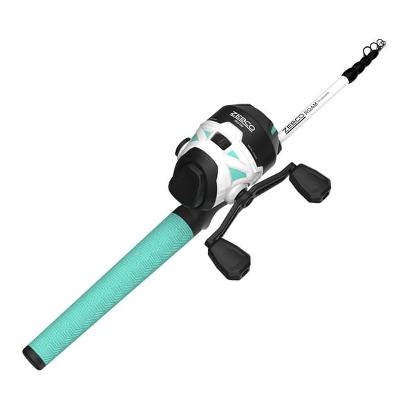 Zebco Roam Spincast Reel and Telescopic Fishing Rod Combo, 6-Foot 5-Piece Rod, Seafoam