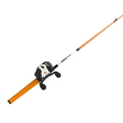 Zebco Roam Spincast Reel and Fishing Rod Combo, 6-Foot 2-Piece Fiberglass Fishing Pole with ComfortGrip Handle, QuickSet Anti-Reverse Fishing Reel, Pre-Spooled with 10-Pound Zebco Line, Orange