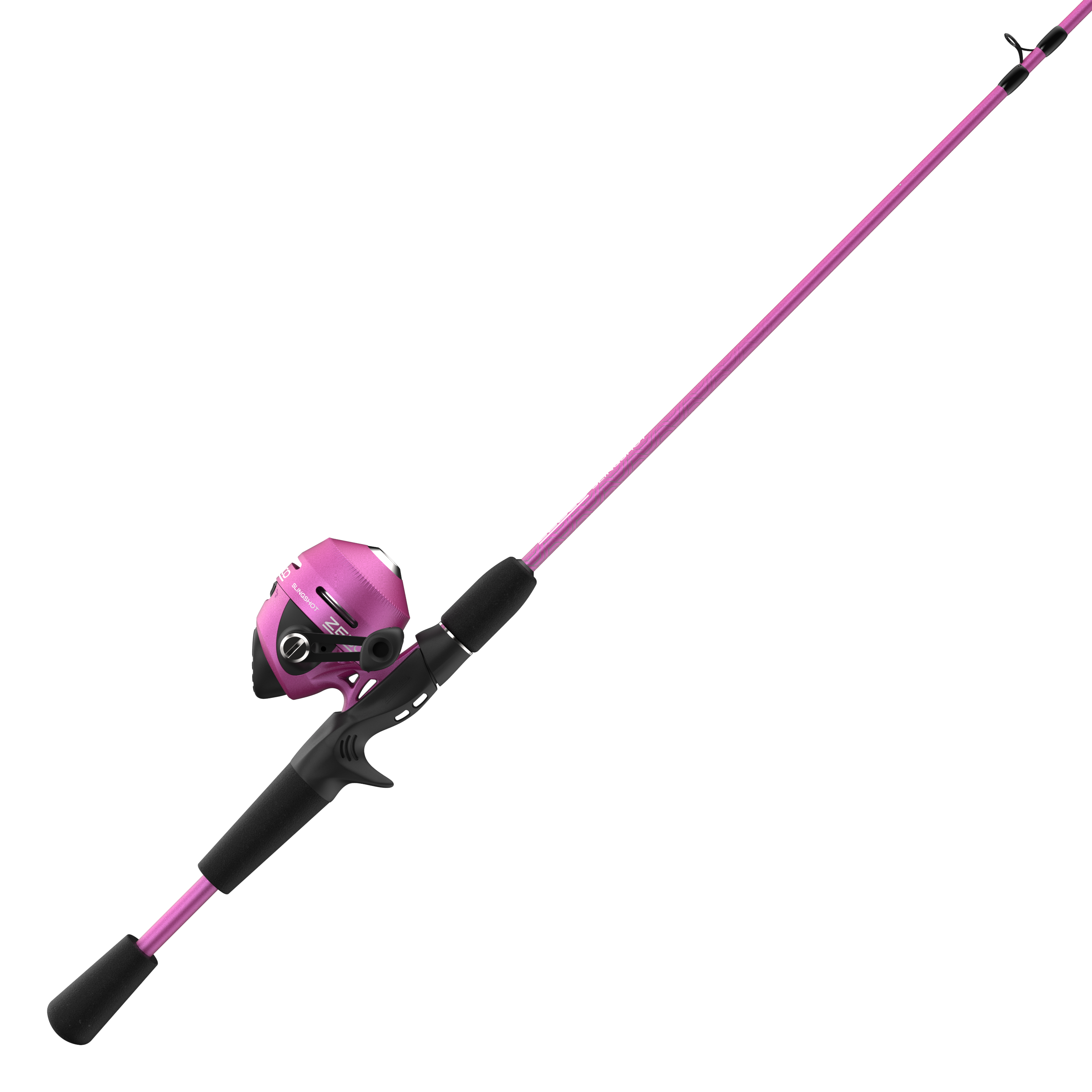 Zebco Slingshot Spincast Reel and Fishing Rod Combo, 5-Foot 6-Inch 2-Piece Fishing Pole, Size 30 Reel, Right-Hand Retrieve, Pre-Spooled with 10-Pound Zebco Line, Purple - image 1 of 6