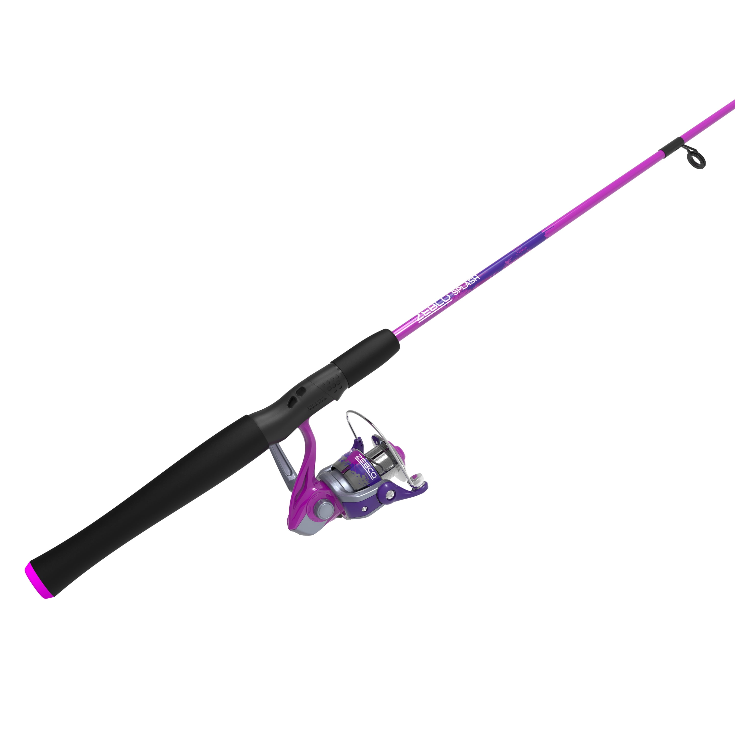 Zebco Splash Kids Spinning Reel and Fishing Rod Combo, 6-Foot 2-Piece Rod,  Purple