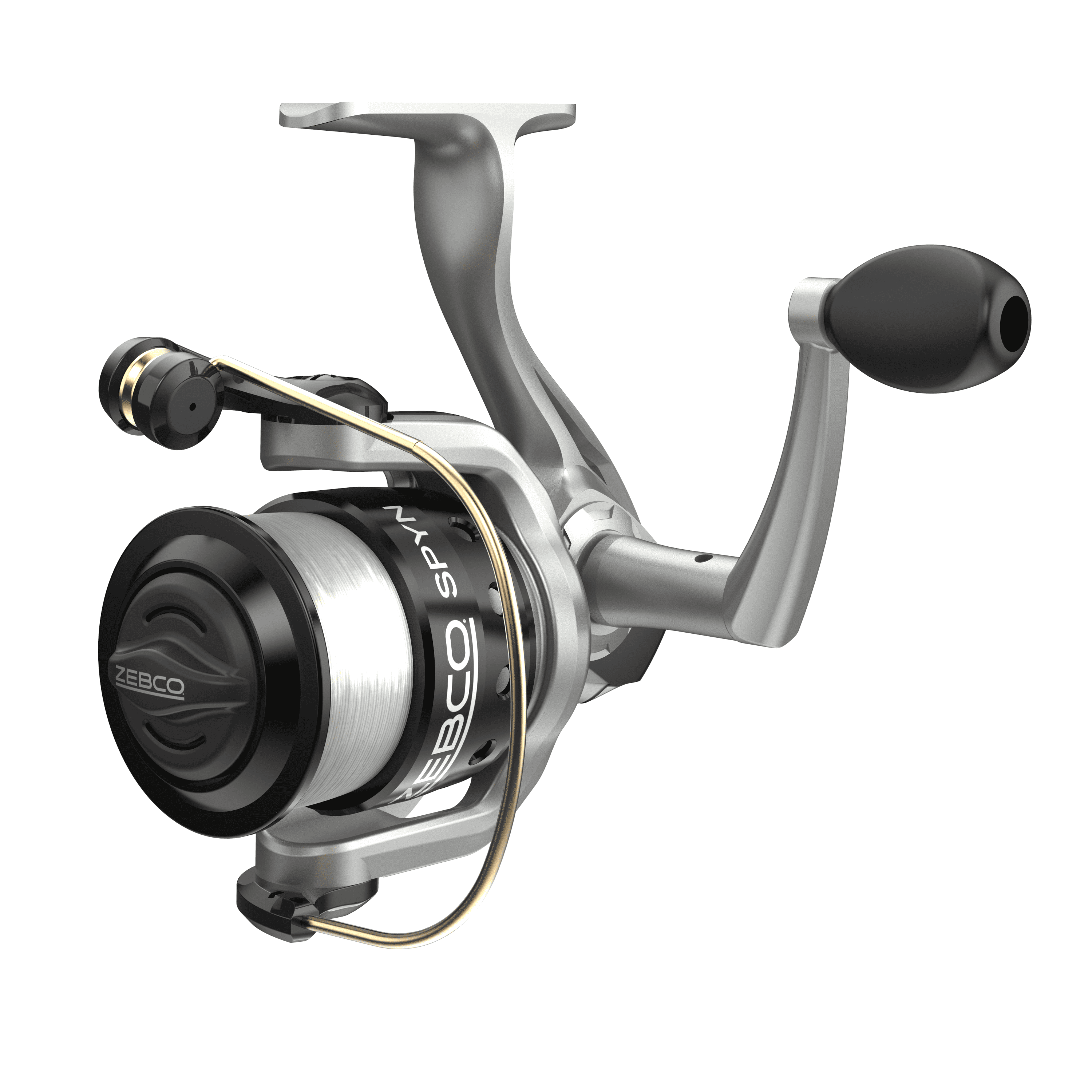 Zebco Spyn Spinning Fishing Reel, Size 10 Reel, Aluminum Spool, Super Tough  Titanium-Nitride Plated Bail Wire, 4.3:1 Gear Ratio, Pre-Spooled with 6- Pound Zebco Line, Silver/Black 