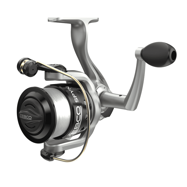 Zebco Spyn Spinning Fishing Reel, Size 10 Reel, Aluminum Spool, Super Tough  Titanium-Nitride Plated Bail Wire, 4.3:1 Gear Ratio, Pre-Spooled with  6-Pound Zebco Line, Silver/Black 