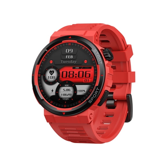Zeblaze Ares 3Plus Smart Watch for Men Women 1.48 inches / 37.6 mm Display Smartwatch 24-Hour Health Monitoring Sports Watches with 100+ Sports Modes Red Color Silicone Band