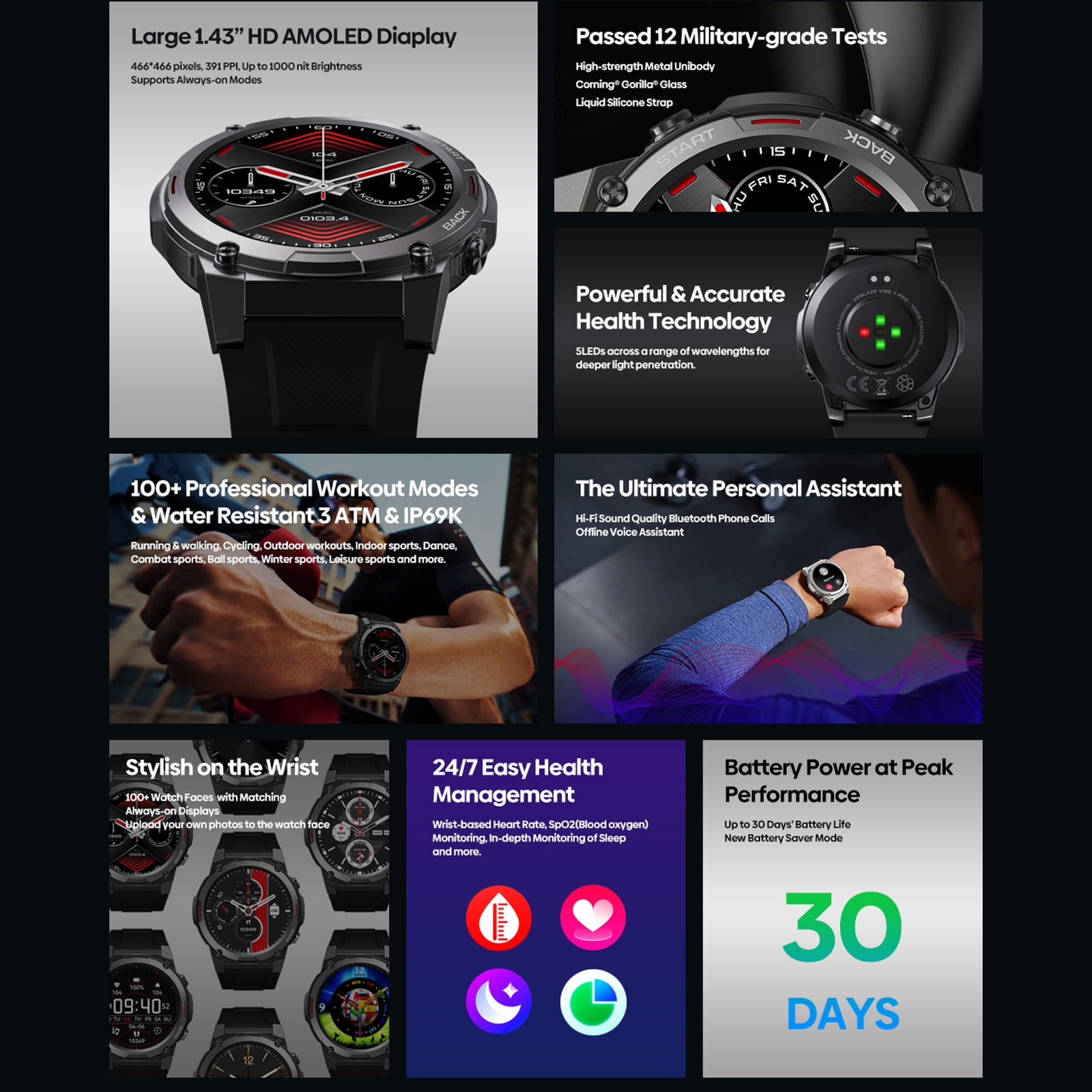 Zeblaze VIBE 7 PRO smart watch cheap price, many valuable functions 