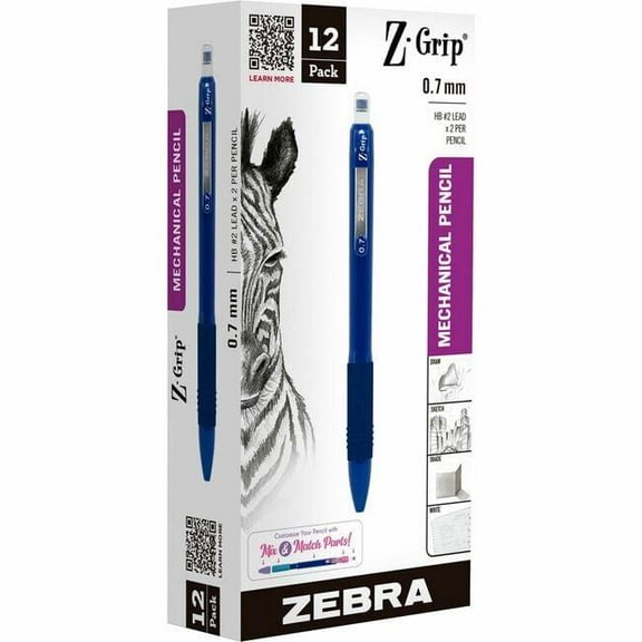 Zebra ZEB50420 0.7 mm Z-Grip Mechanical Pencil, Blue - Pack of 12