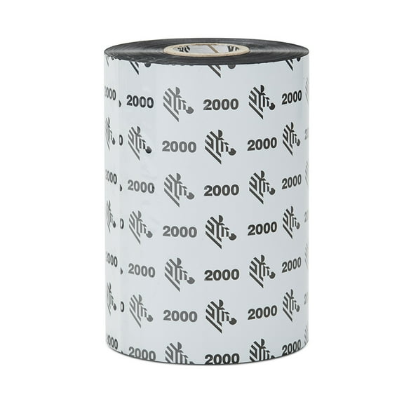 Zebra 02000BK11045 Thermal Transfer Ribbon, Wax, 4.33" x 1476' Roll with 1" Core, 24 Rolls