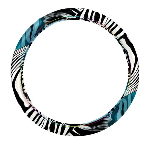 Zebra 14.5 Inch Printing PVC Leather Steering Wheel Cover Auto Accessories