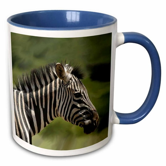 3drose, Zebra, 15oz Two-tone Blue Mug