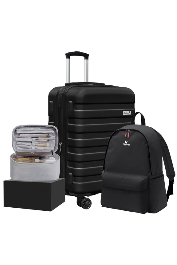 Zebra 20 Inch Expandable Carry-On Lightweight Hardshell Spinner Suitcase,Black