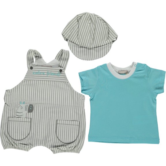 Zebra 3-Piece Tee, Romper & Hat Set