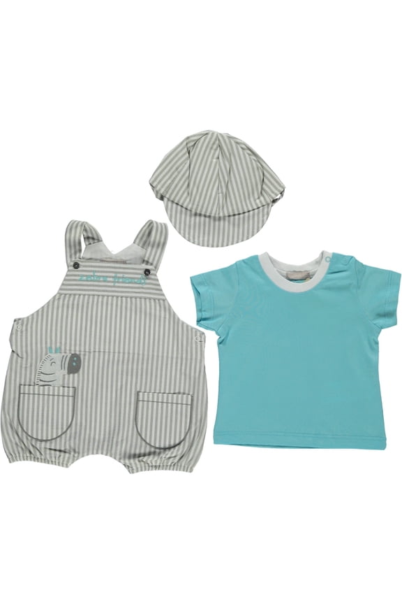 Zebra 3-Piece Tee, Romper & Hat Set