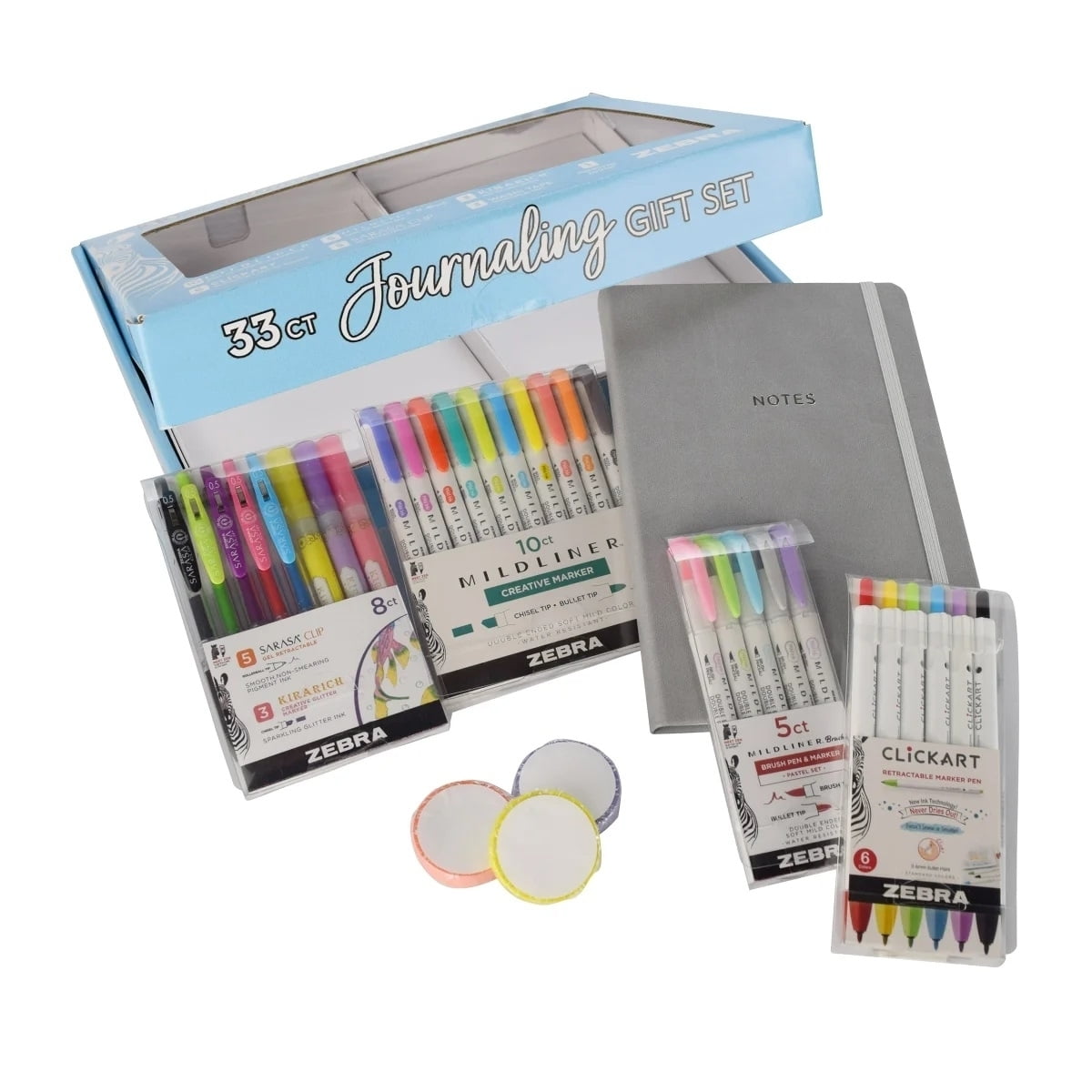 Zebra Journaling Gift Set, 33-Piece Creative Kit, Mildliner
