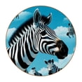 thumbnail image 1 of Zebra 6PCS Round Microfiber Leather Table Coasters, 11x11 cm/4.3x4.3 in Set - Drink Coasters for Home and Kitchen, 1 of 6