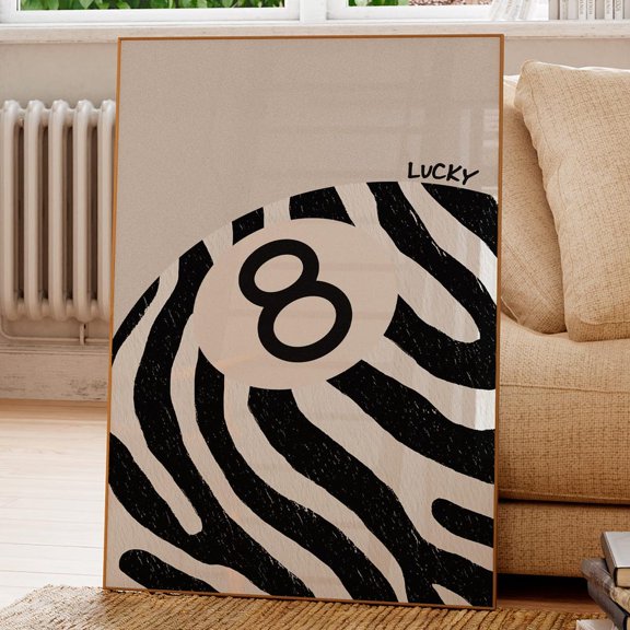 Zebra 8 Ball Poster Lucky Wall Art Game Room Decor Gift Home Decor Office Wall Art