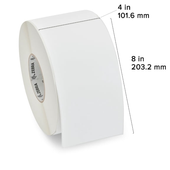Zebra 8000D Near-IR Direct Thermal Labels, 4" x 8" Label, 1" Core, 310 Per Roll, 4 Rolls