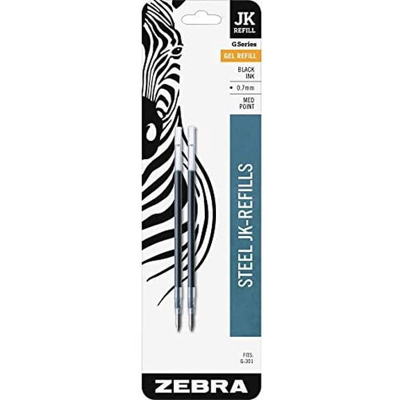 Zebra, 88112, Refill for G-301 Gel Rollerball Pens, Med Point, Black, 2/Pack, Sold As Case of 25 Packs$$Office