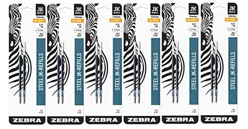 Zebra 88122 Refill for JK Gel G301 Rollerball, Blue, Pack Of 6 = 12 Refills