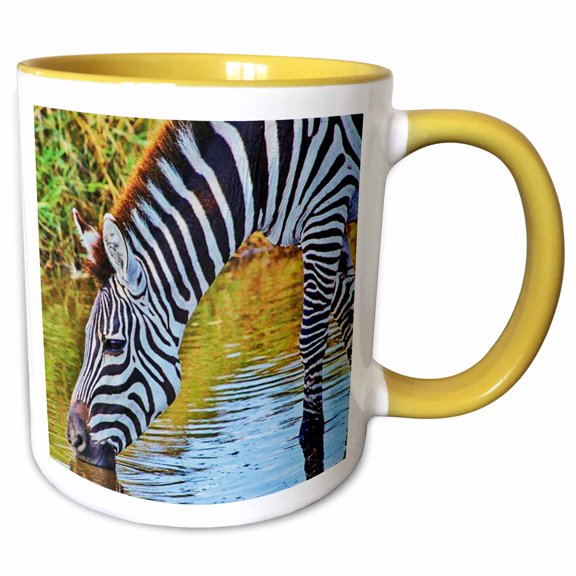 3drose, Zebra. African Wildlife. Zoo. Cool Image., 11oz Two-tone Yellow Mug