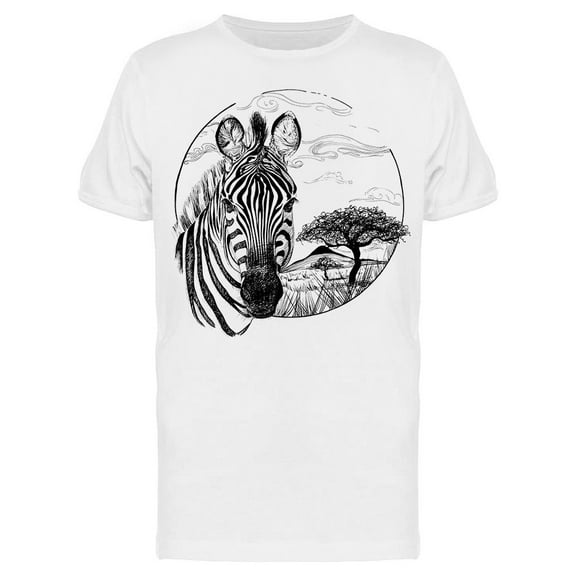 Zebra And Landscape Sketch T-Shirt Men -Image by Shutterstock, Male x-Large
