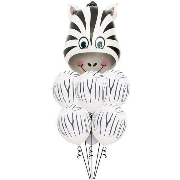 Zebra Animal Balloon Bouquet Kids Birthday Party Decor Black White Balloons