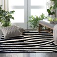thumbnail image 1 of Zebra Animal Print Black & White Shag Long Pile Area Rug/Carpet by Makymo, 1 of 2