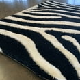 thumbnail image 1 of Zebra Animal Print Black & White Shag Long Pile Area Rug/Carpet by Makymo, 1 of 4