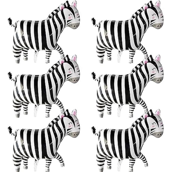 Zebra Balloons 6 Pcs Foil Helium Zebra Shaped Animal Party Cartoon Animal Woodland Balloons for Jungle Safari Theme Backdrop Birthday Party Decorations Supplies