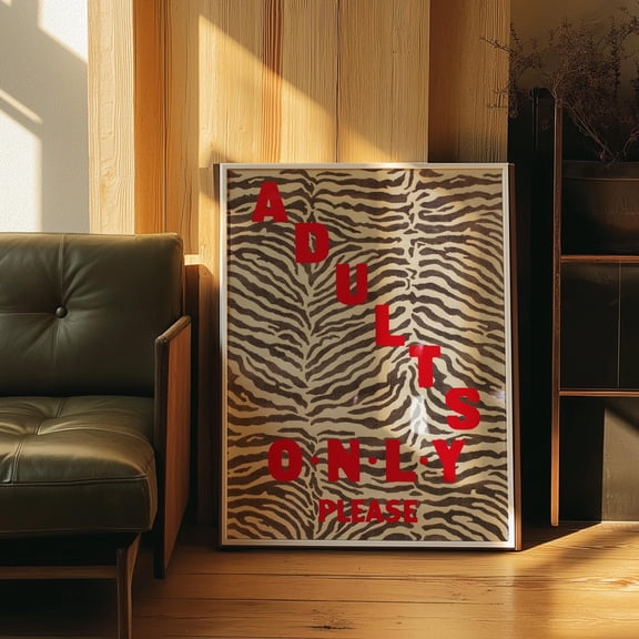 Zebra Bar Cart Bold Typography Wall Art, Unframed Paper Print Size 8x12