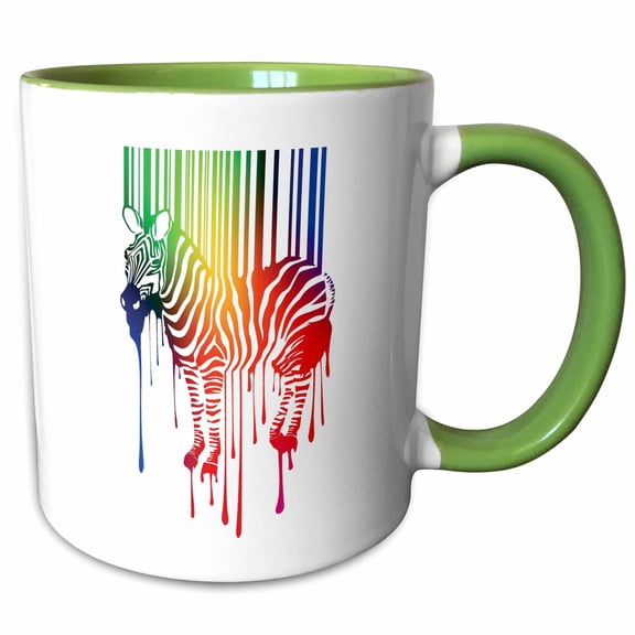3drose, Zebra Barcode Colorful Melting Silhouette, 11oz Two-tone Green Mug