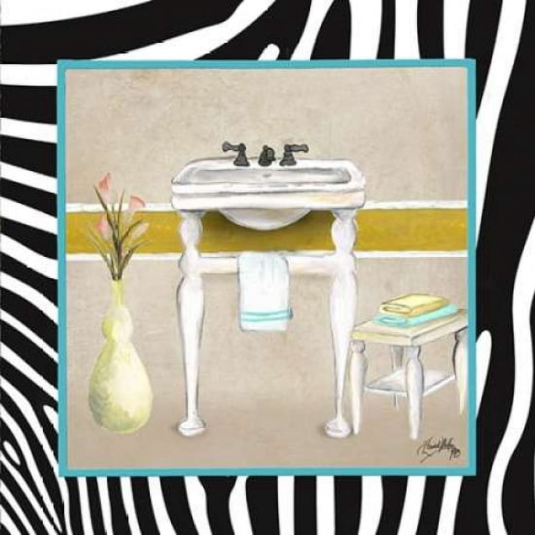Zebra Bath I Canvas Art - Elizabeth Medley (24 x 24)