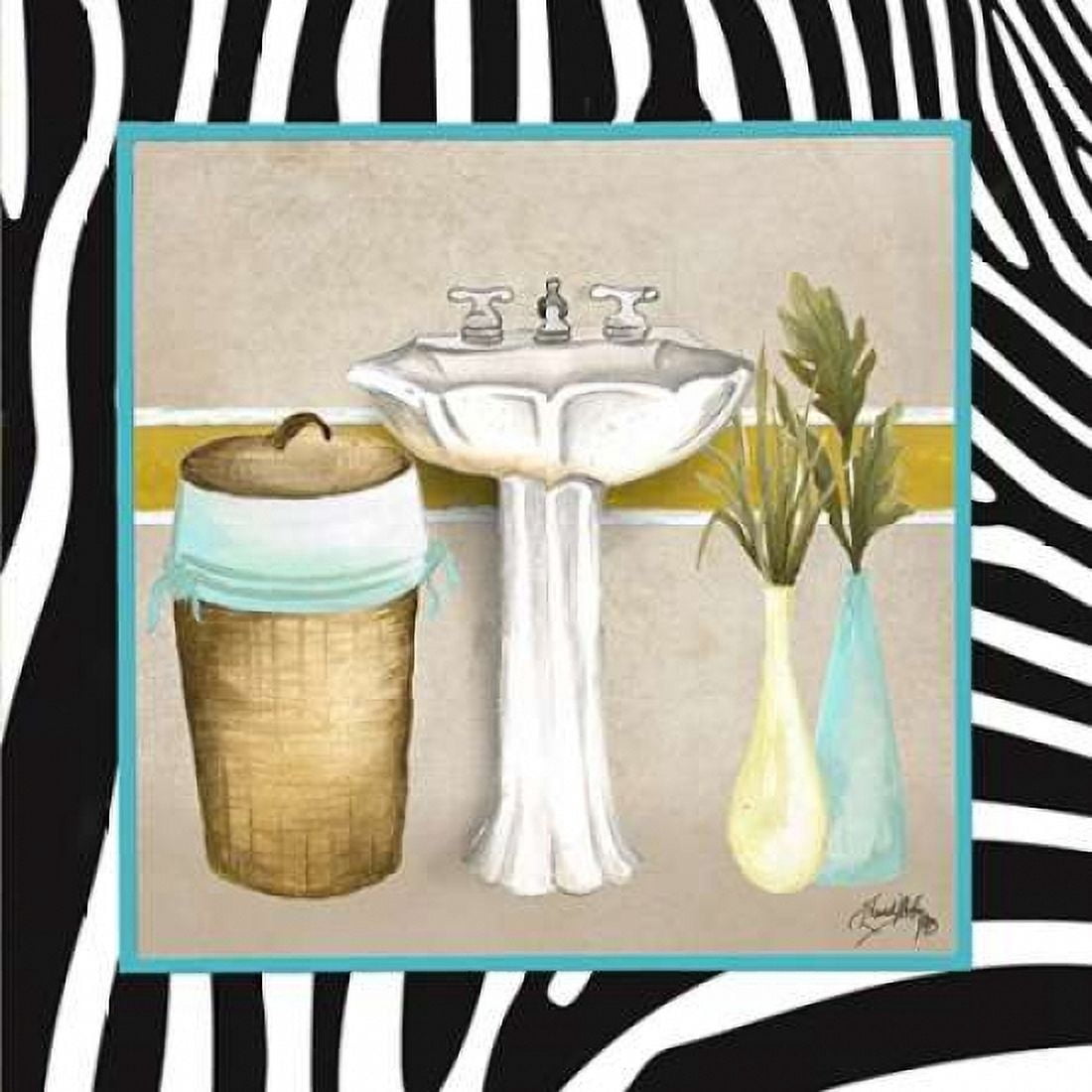 Zebra Bath II Canvas Art - Elizabeth Medley (24 x 24)
