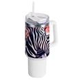 thumbnail image 1 of Zebra Beautiful Flowers 40 oz Tumbler with Handle Insulated&nbsp;Travel Mug&nbsp;Lid Straw Leak Proof Steel Vacuum Water Bottles Glasses Fits in Car Cup Holder, 1 of 7