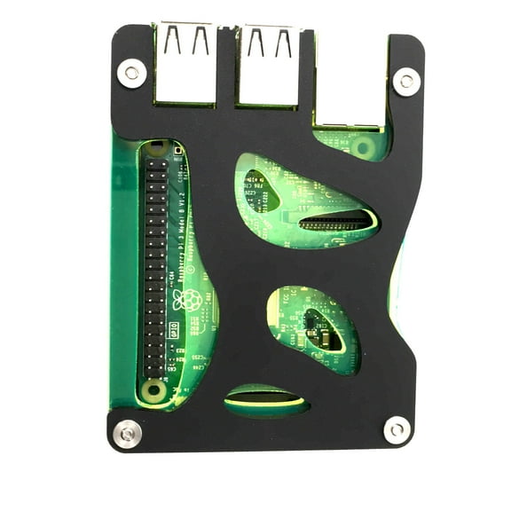 Zebra Bio Case for the Raspberry Pi 3B+, 3, Pi 2, and Pi B+ ~ Black & Lazer Lime~ by C4Labs
