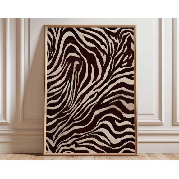 Zebra Black And White Abstract Stripes Wall Art Print, Unframed Paper Poster 24x36in