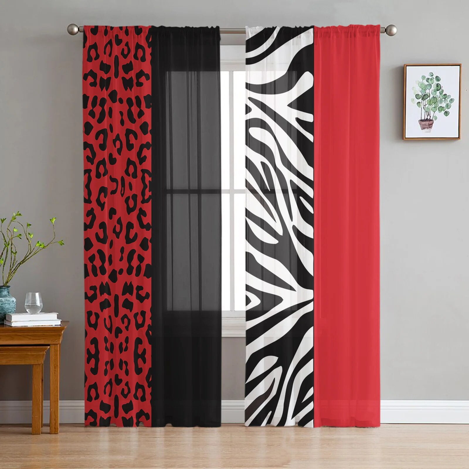 Zebra Black And White Stripes Voile Curtains for Living Room Window